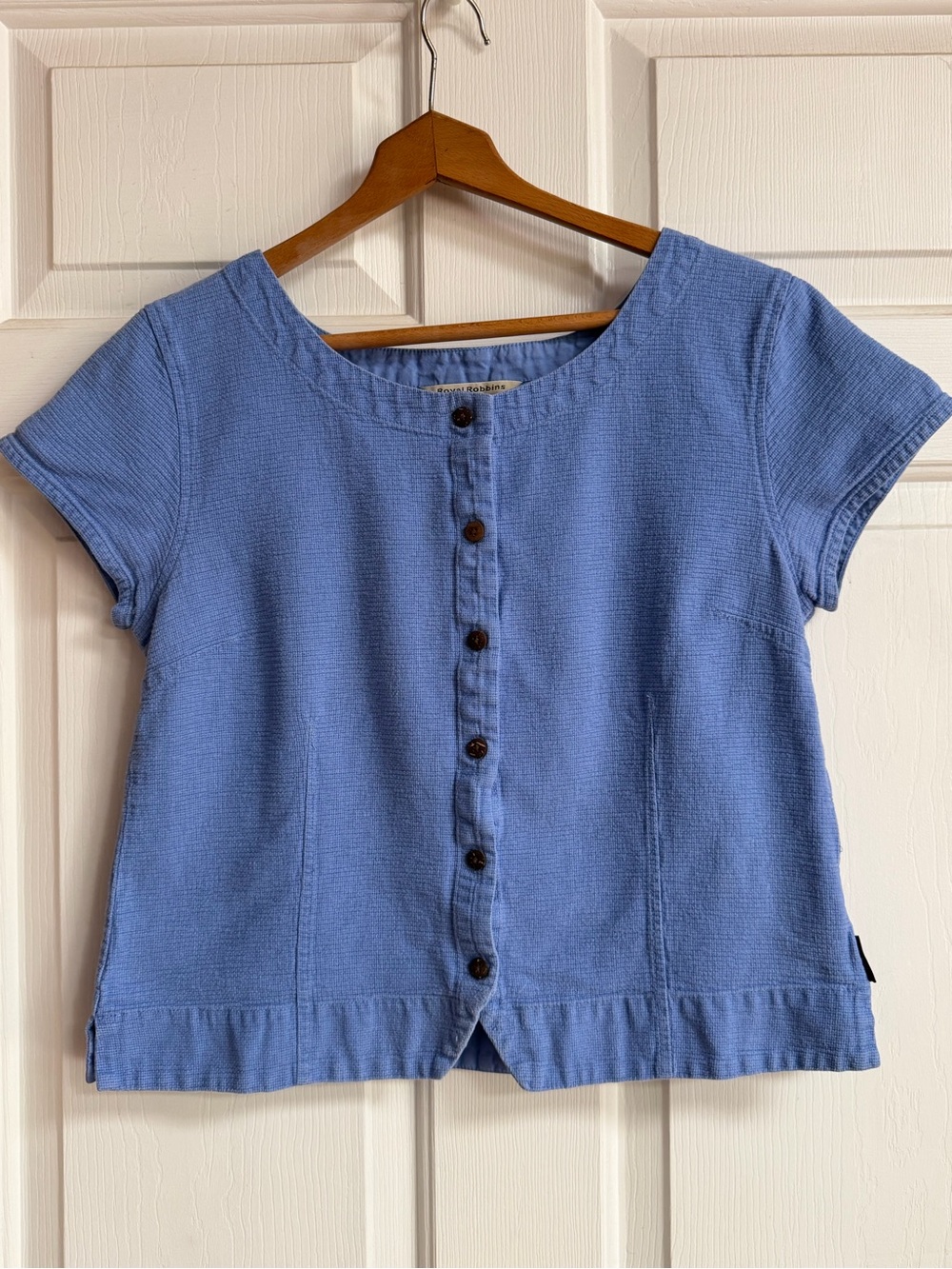 Royal Robbins Light Blue Short-Sleeve Button Front Top